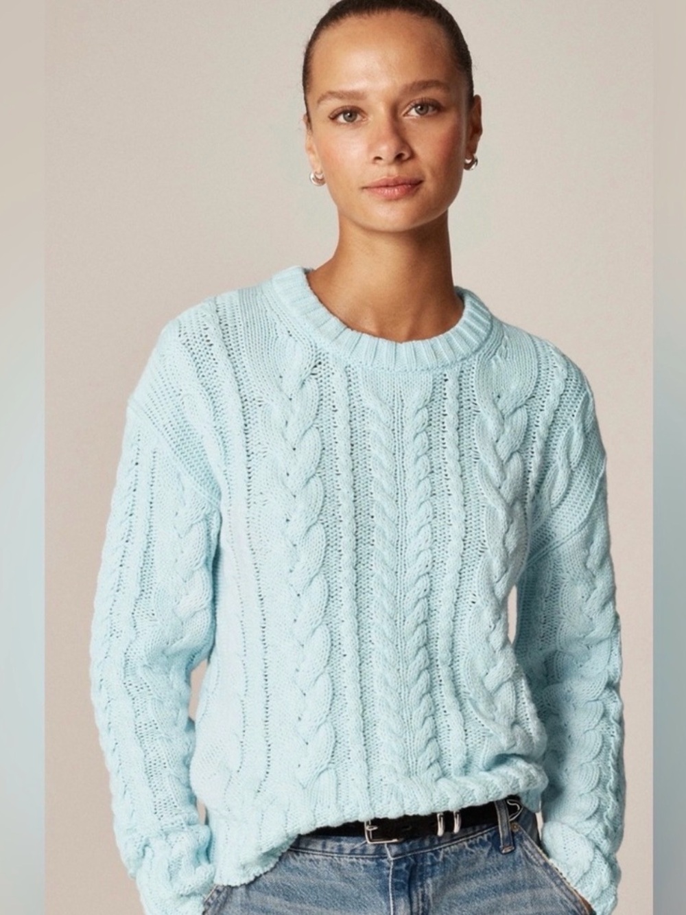 J. Crew Coastal Preppy Icy Baby Blue Crew Neck Sweater s M